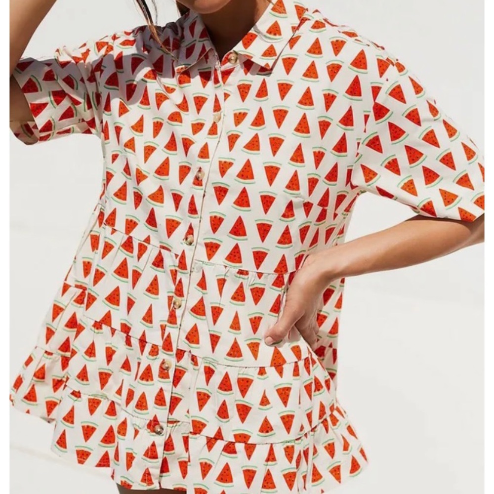 Anthropologie Porridge Clothing watermelon tunic blouse - washed but not worn